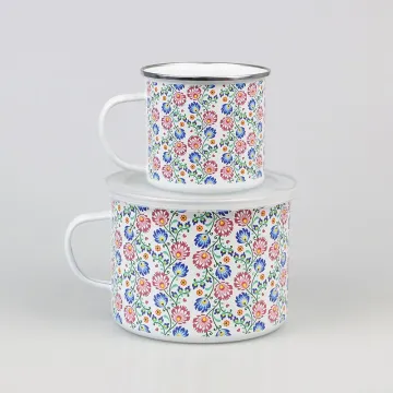 OEM ODM Porcelain Cup Heat Resistant Double Wall Coffee Cup Enamel Mug