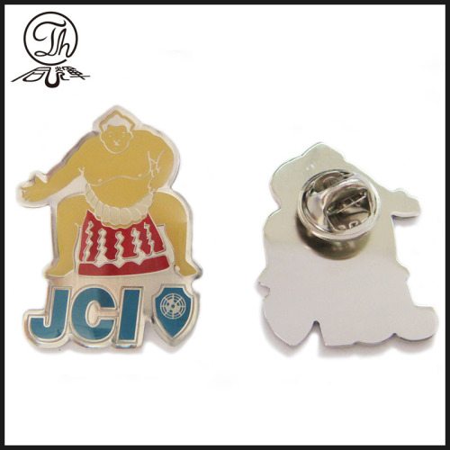 Etched filled color Sumo pin badge