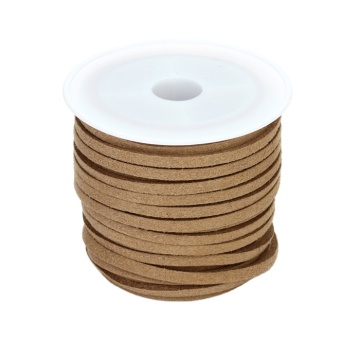DIY Fashion Light Brown Suede Flat Leather Cord 3mm for Collar Chain Bracelet Necklace