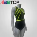 Leotardas de ginástica sem mangas com strass para meninas