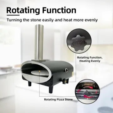 12-Inch Stainless Steel Rotary Stone Cooker Portable Outdoor Pizza Oven