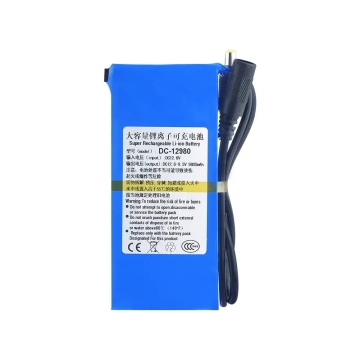 12V 9800mah Pin lithium có thể sạc lại với đầu nối DC 5.5x2.1mm và công tắc bật/tắt