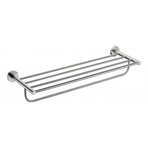 Stainless towel rack on wall