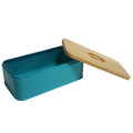 Edelstahl -Brotbox mit Bambusschneidebrett