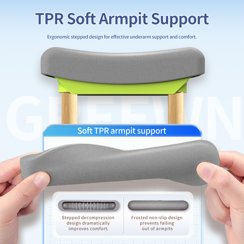 Women's Medical Adult Crutches Underarm Double Cane with Non-Slip Thickened Sponge Pads for Fractures Recovery4