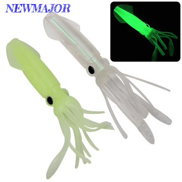 NEWMAJOR 8g Fishing Soft Lure Luminous Rainbow Squid Jig PVC Octopus Calamar Sea Wobbler Bait 10.5cm