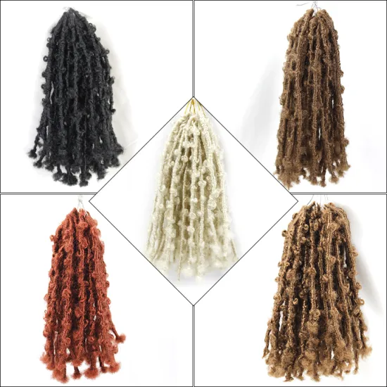 12inch 24inch Distressed Nu Locs Crochet Hair Butterfly Bob Faux Locs Crochet Braids Hair Black Messy Soft butterfly locs