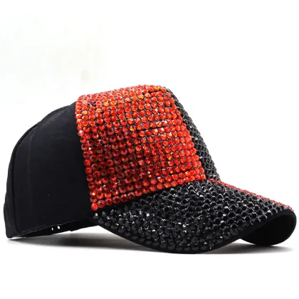 Two Tone Crystal Diamond Bling Rhinestone Snap Back Baseball Cap