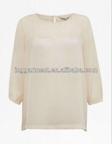 Ladies Round Neck Pure Silk Blouse