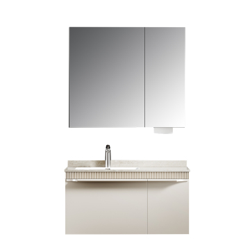 Luxury Modern Wall-Mounted Bathroom Cabinet with Floating Vanity Mirror and Ceramic Sink