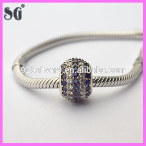 Wholesaler china sterling silver cheap beads with CZ for bracelets
