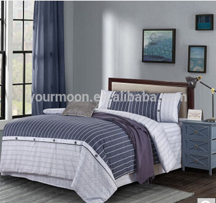 Luxury 3 pieces 100% cotton stripe duvet cover set full/queen/king size for bed home