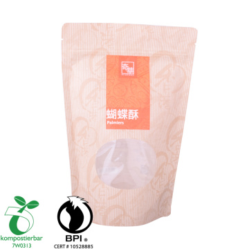 Flat Bottom Kraft Paper Bags with Window Laminated Pouch/Printed PLA Pouch Printed Compostab