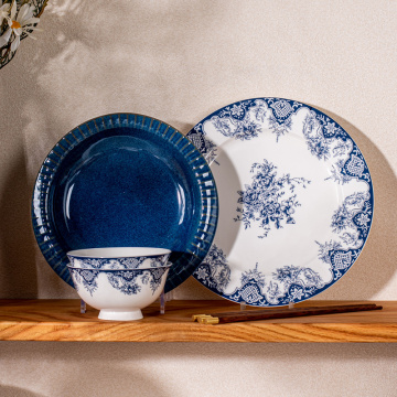 Blue Rose Porcelain Bowl 2023 Cereal Ceramic Bowls 3 Set 500 cc 4.7 inch and 7 inch