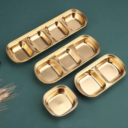 Korean Style Mini Square Stainless Steel Barbecue Spice Tray - Eco-Friendly Sauce Dish