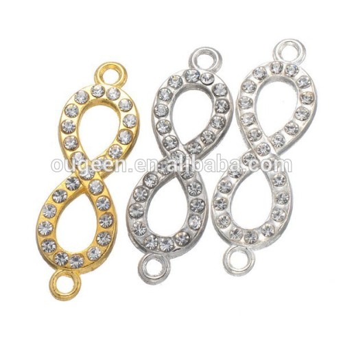 new design bracelet infinity charm DIY gold plating rhinestone infinity charm