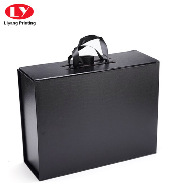 Matte gift folding box packing with ribbon closure