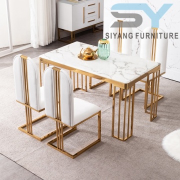 PU Stainless Steel Base Dining Arm Chair for Modern Dining Rooms