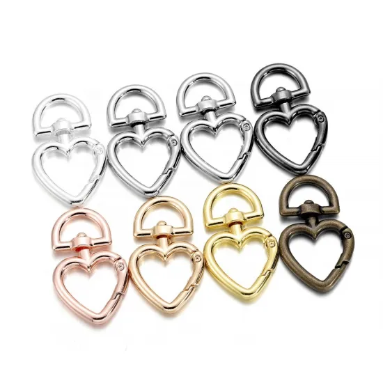 Zinc Alloy Heart Peach Shape Metal Key Chain with Hook Rotary Buckle