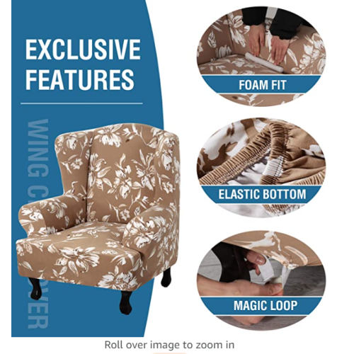 Stretch Printed Wing Chair Slipcoves