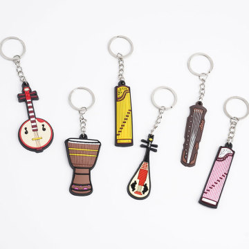 Silicone Musical Instrument Keychains: Soft Rubber Guitar Keychains as Cartoon Gift Decorations