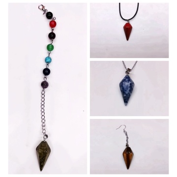 Natural crystal hexagonal column conical pendant diamond agate stone necklace treatment chakra bead quartz jewelry DIY Jewelry