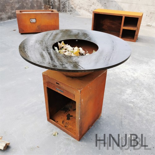 Corten Bbq Corten Metal Fire Pit With BBQ Grill Supplier