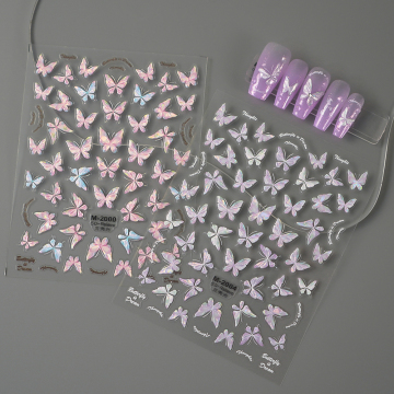 Hot Selling 5D Embossed Butterfly Nail Stickers Spring Floral Nail Decals