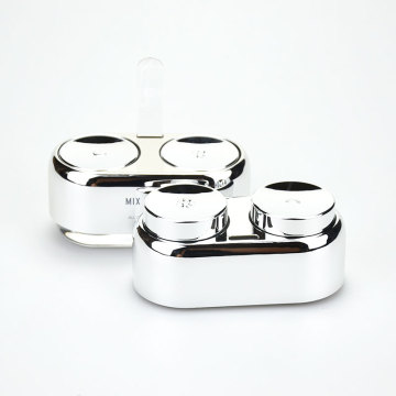 eco friendly material empty 12g 24g silver dual chamber cosmetic eye cream jar with spoon