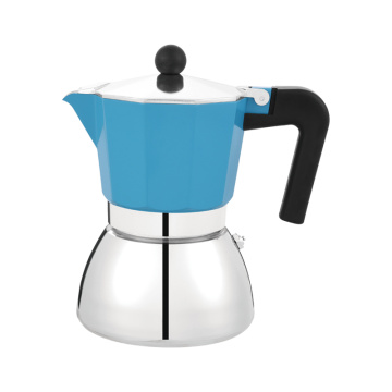 Cafetera de aluminio y acero inoxidable de estilo rico