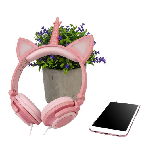 Auriculares de unicornio plegables con cable de moda para niños