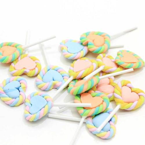 Colorful Heart Candy Shaped Polymer Clay For DIY Craft Decoration gIrls Garment Ornaments Nail Hair Arts Accessory