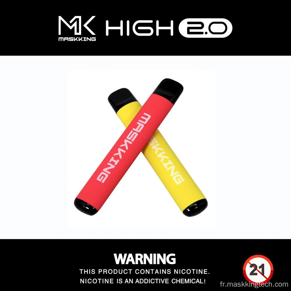 Vente en gros Maskking High 2.0 400Puffs Cigarette E jetable