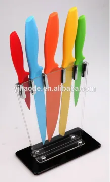 colorful non-stick knives set with acrylic stand