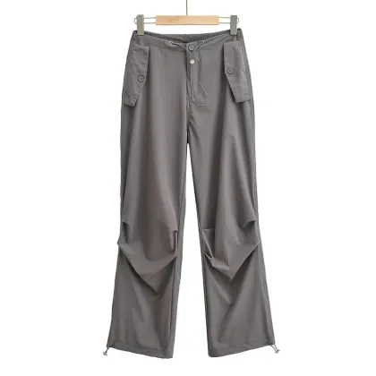 Casual Custom Summer Straight Leg Nylon Windbreaker Cargo Pants for Women
