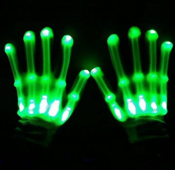 Wholesale LED Flashing Light Skull Gloves for Halloween Party