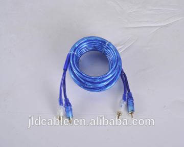 2016 China new high end speaker cable for car sound system 5m blue transparent RCA cable(RCA-13)