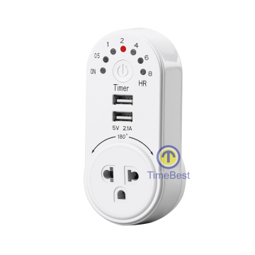 Электрический удлинительный розетки с таймером обратного отсчета 15A и 2 USB -портом