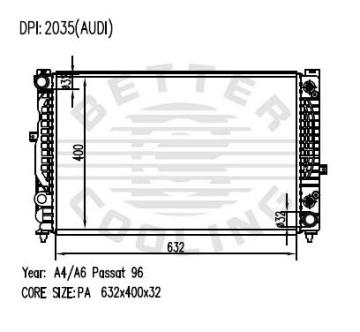Auto Radiator untuk AUDI A4/A6 PASSAT 96