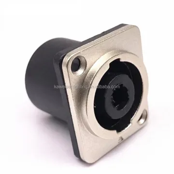 Square Silver Speakon Female Panel Mount Power Connector with Metal Plate for Video Speakers