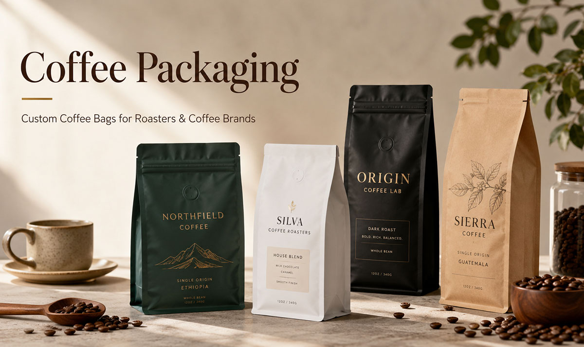 أكياس تغليف القهوة المخصصة للمحامص وماركات القهوة Custom coffee packaging bags for roasters and coffee brands