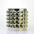 Cylinder Glass Vase With Metallic Embossed Golden Ball