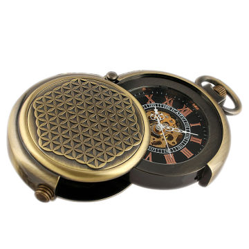 Men's Copper Case Skeleton Dial Mechanical Antique Pocket Watch WP115
