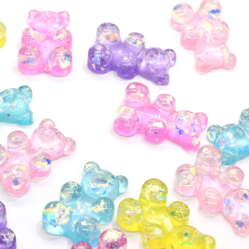 Perles de résine d&#39;ours artificiel de paillettes Flatback Cabochon gommeux ours charmes pour la fabrication de bijoux d&#39;ornement de porte-clés
