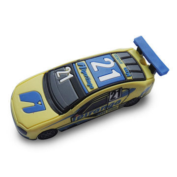 PVC USB Flash Drive with Racing Car Shape, High Data Transfer Speed and 10 Years Data Retention