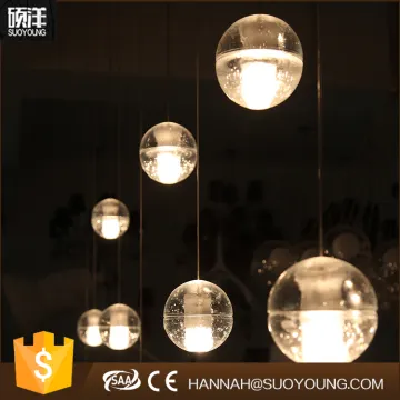 Super bright modern design round small glass ball ceiling pendant light for coffee bar / restaurant / hotel indoor decoration
