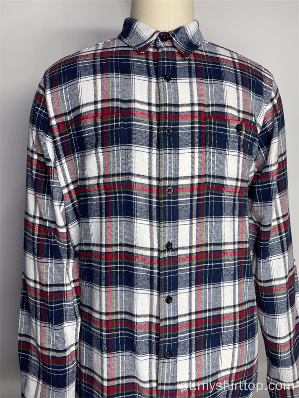 Camisa quadriculada de linha casual masculina para jovens