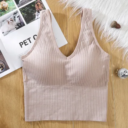 Wide Strap Backless Bralette Active Sports Underwear for Women