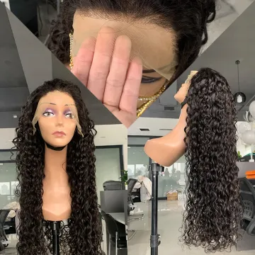 Raw Unprocessed Brazilian Human Hair Front Lace Wig Vendors Water Wave Virgin Cuticle Aligned Full Swiss hd Lace Human Hair Wigs