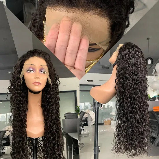 Raw Unprocessed Brazilian Human Hair Front Lace Wig Vendors Water Wave Virgin Cuticle Aligned Full Swiss hd Lace Human Hair Wigs